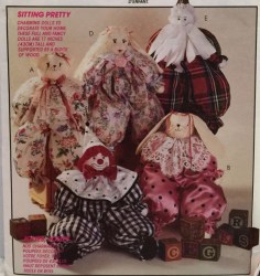 5636 MCCALLS BEAR BUNNY CLOWN GIRL SANTA 17'' WOOD BLOCK DOLL PATTERN
